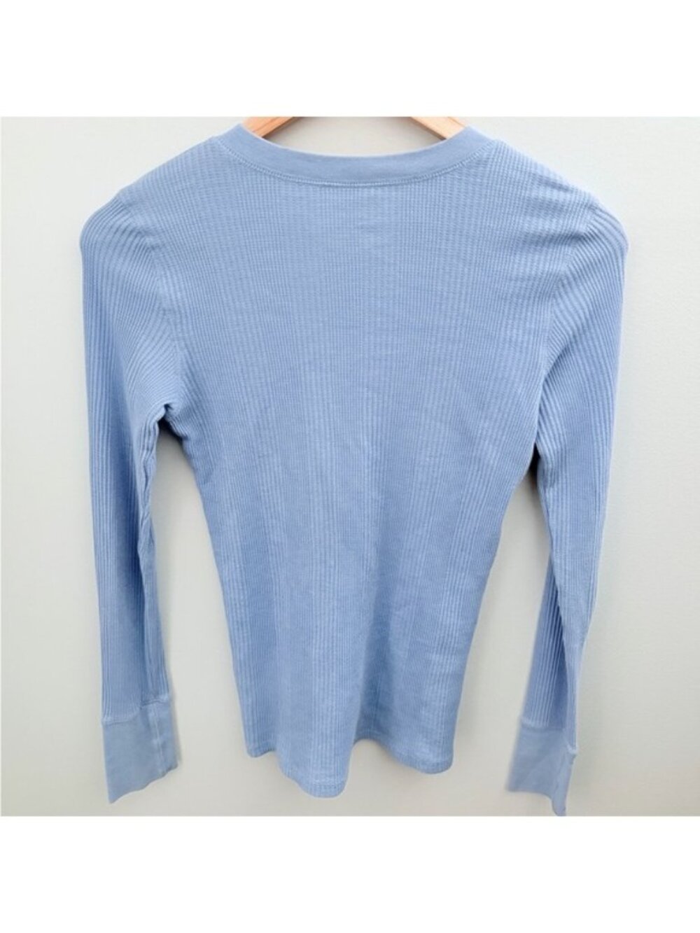 Ribbed Henley Top XS Light Blue - Picture 4 of 4